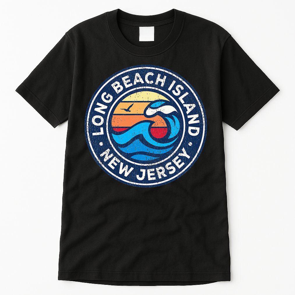 Long Beach Island New Jersey Nj Vintage Nautical Waves Desig Tall T-Shirt