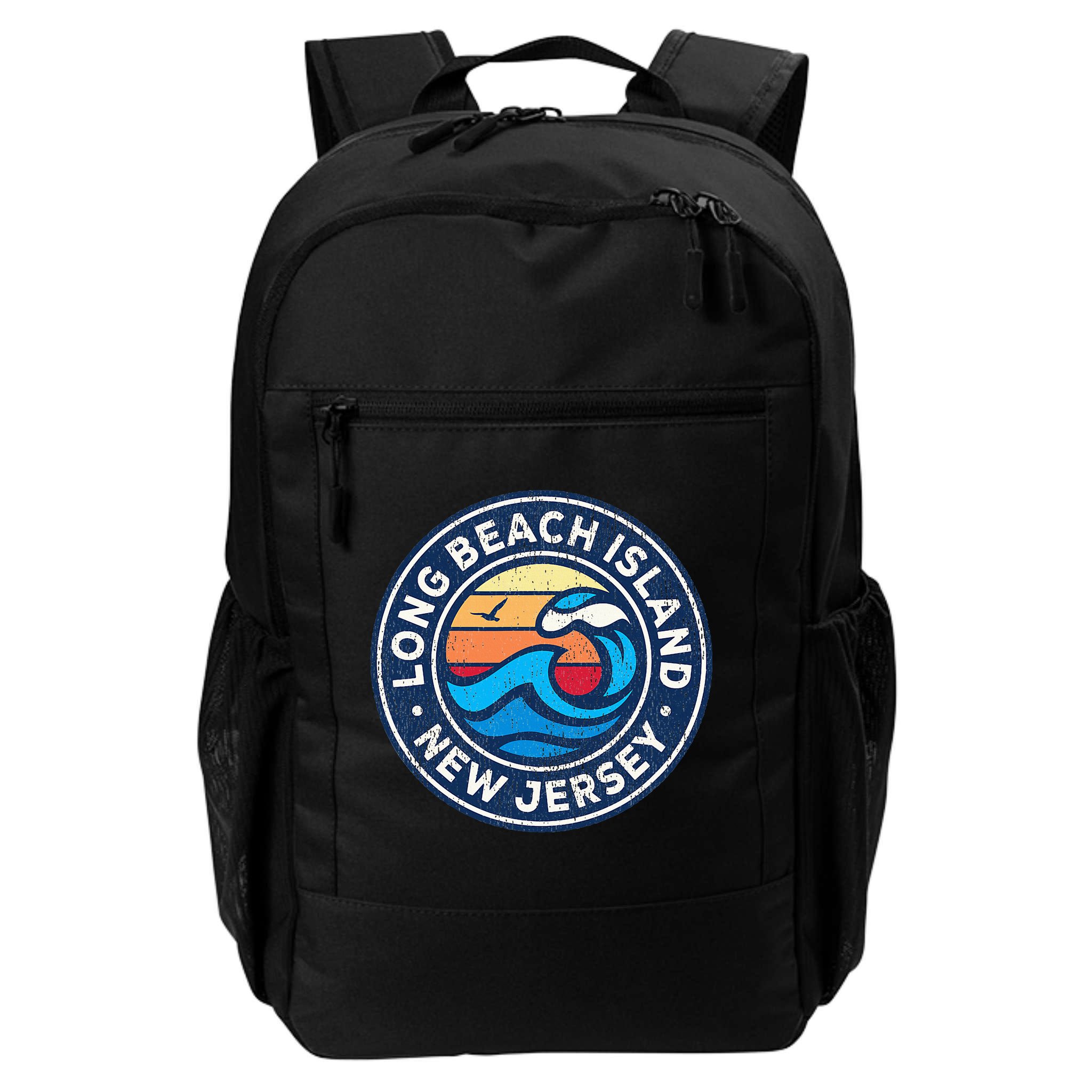 Long Beach Island New Jersey Nj Vintage Nautical Waves Desig Backpack