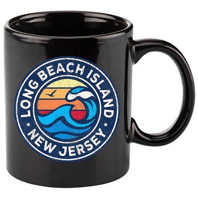 Long Beach Island New Jersey Nj Vintage Nautical Waves Desig 11oz C Handle Ceramic Mug