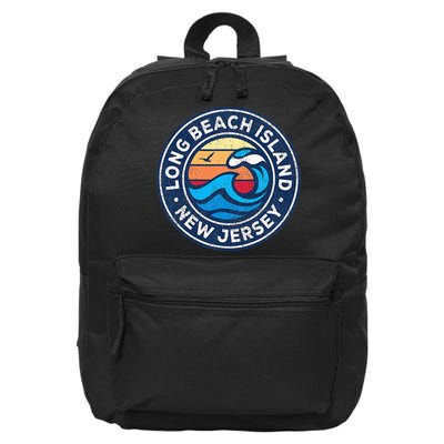 Long Beach Island New Jersey Nj Vintage Nautical Waves Desig 16 in Basic Backpack