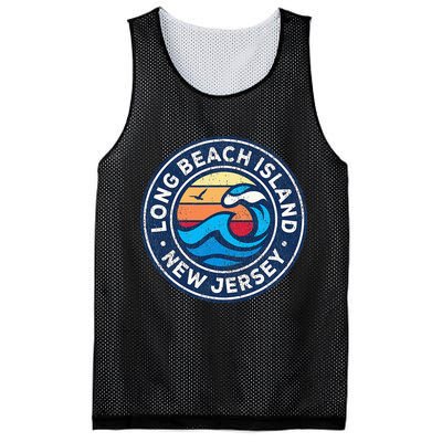 Long Beach Island New Jersey Nj Vintage Nautical Waves Desig Mesh Reversible Basketball Jersey Tank