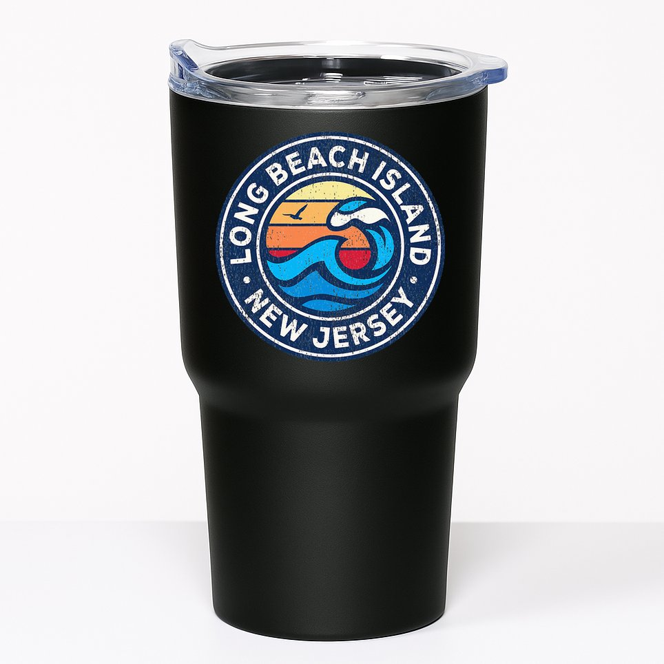 Long Beach Island New Jersey Nj Vintage Nautical Waves Desig Tumbler