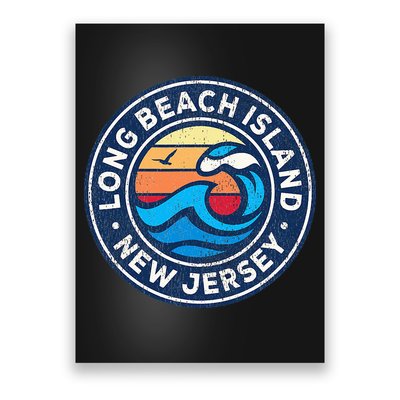 Long Beach Island New Jersey Nj Vintage Nautical Waves Desig Poster