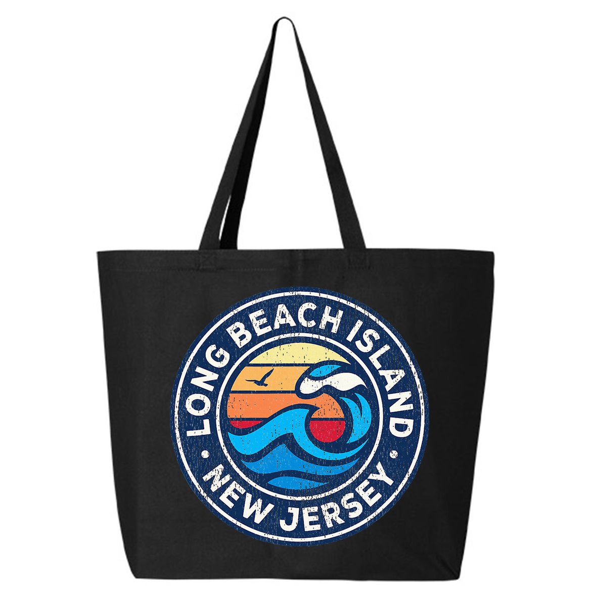 Long Beach Island New Jersey Nj Vintage Nautical Waves Desig 25L Jumbo Tote