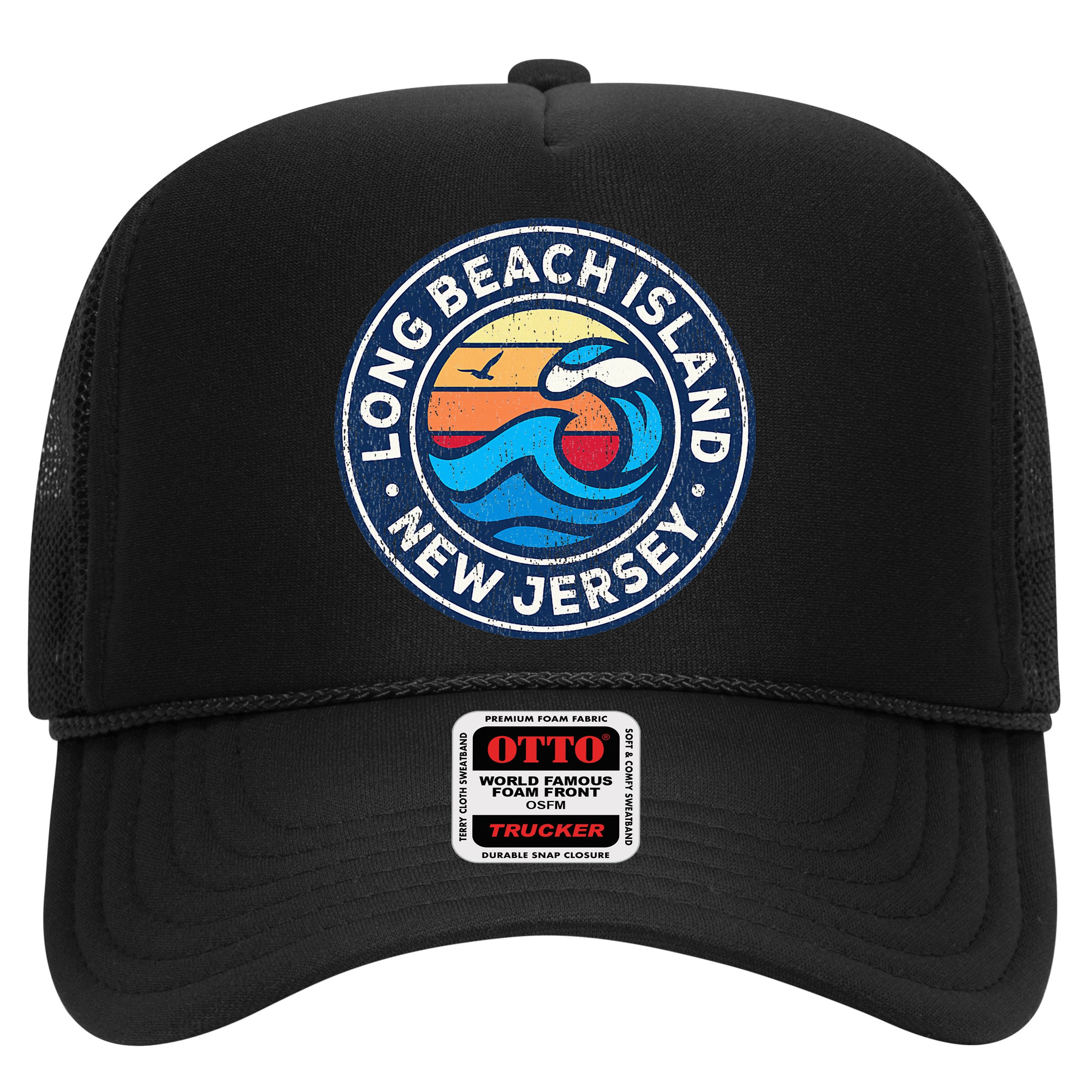 Long Beach Island New Jersey Nj Vintage Nautical Waves Desig Hat
