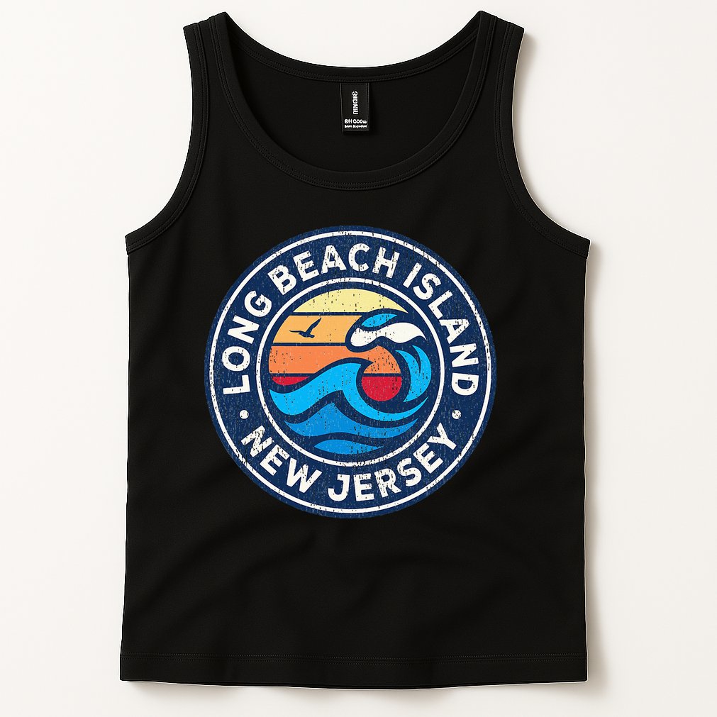 Long Beach Island New Jersey Nj Vintage Nautical Waves Desig Tank Top