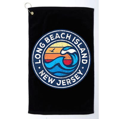 Long Beach Island New Jersey Nj Vintage Nautical Waves Desig Golf Towel