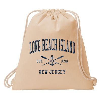 Long Beach Island Nj Vintage Crossed Oars & Boat Anchor Drawstring Bag
