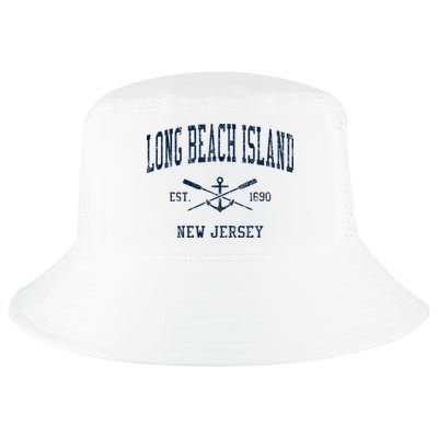 Long Beach Island Nj Vintage Crossed Oars & Boat Anchor Cool Comfort Performance Bucket Hat