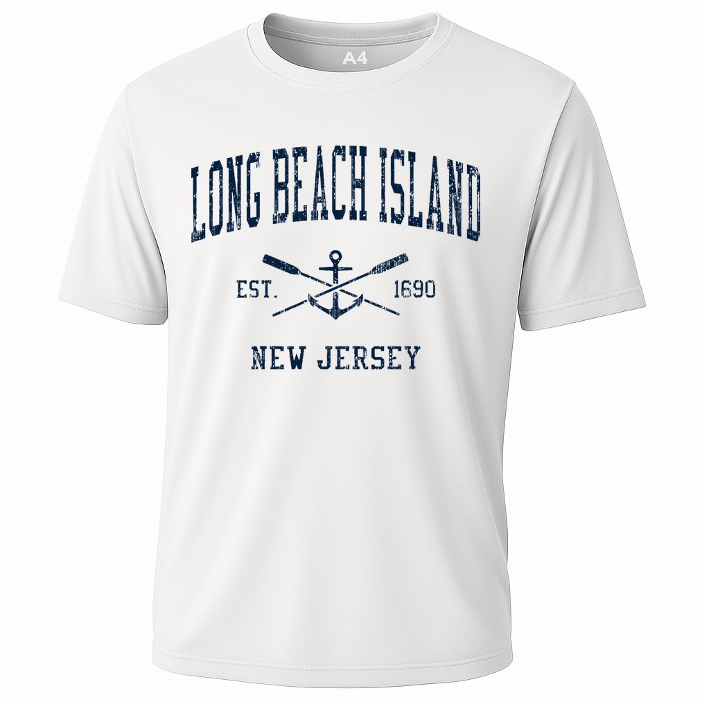 Long Beach Island Nj Vintage Crossed Oars & Boat Anchor Performance Shirt