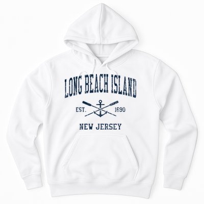 Long Beach Island Nj Vintage Crossed Oars & Boat Anchor Hoodie