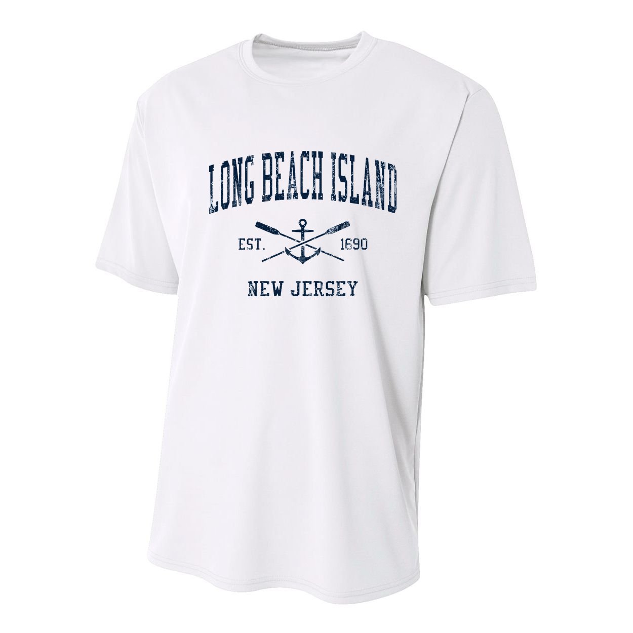 Long Beach Island Nj Vintage Crossed Oars & Boat Anchor Youth Performance Sprint T-Shirt