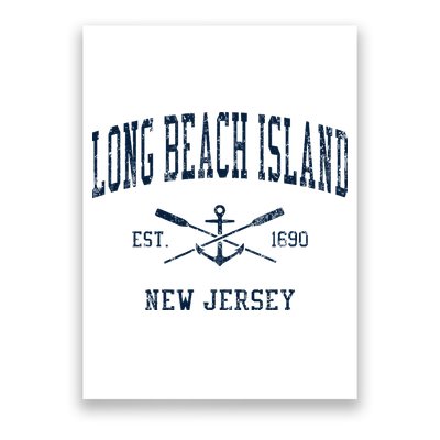 Long Beach Island Nj Vintage Crossed Oars & Boat Anchor Poster