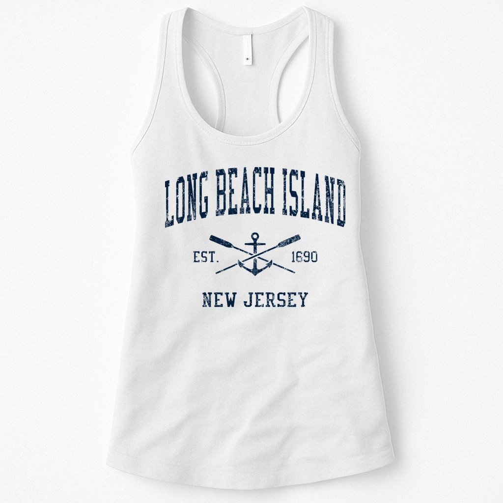 Long Beach Island Nj Vintage Crossed Oars & Boat Anchor Womens Tank Top