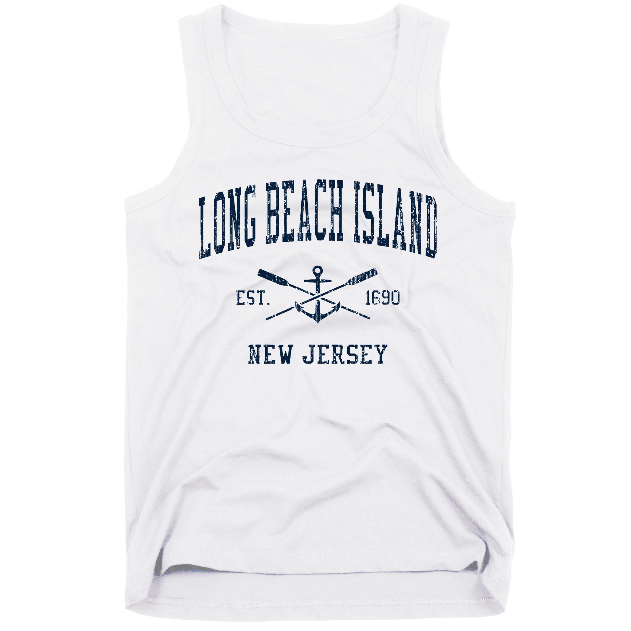 Long Beach Island Nj Vintage Crossed Oars & Boat Anchor Tank Top