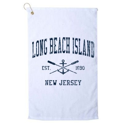 Long Beach Island Nj Vintage Crossed Oars & Boat Anchor Golf Towel