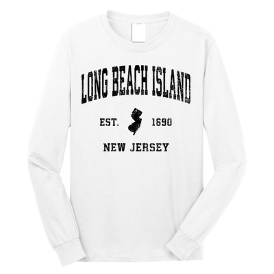 Long Beach Island New Jersey Nj Vintage Established Athletic Sports Long Sleeve Shirt
