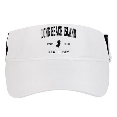 Long Beach Island New Jersey Nj Vintage Established Athletic Sports Adult Drive Performance Visor