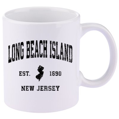 Long Beach Island New Jersey Nj Vintage Established Athletic Sports 11oz C Handle Ceramic Mug