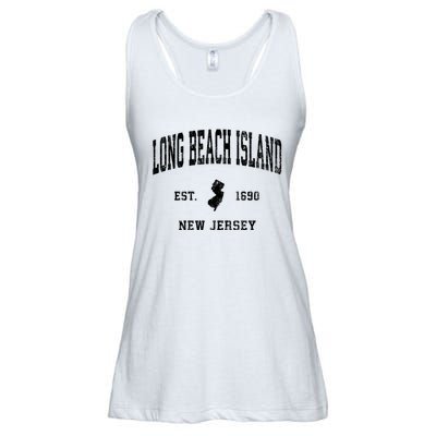 Long Beach Island New Jersey Nj Vintage Established Athletic Sports Ladies Essential Flowy Tank