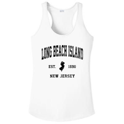 Long Beach Island New Jersey Nj Vintage Established Athletic Sports Ladies PosiCharge Competitor Racerback Tank