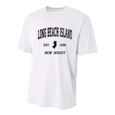 Long Beach Island New Jersey Nj Vintage Established Athletic Sports Youth Performance Sprint T-Shirt