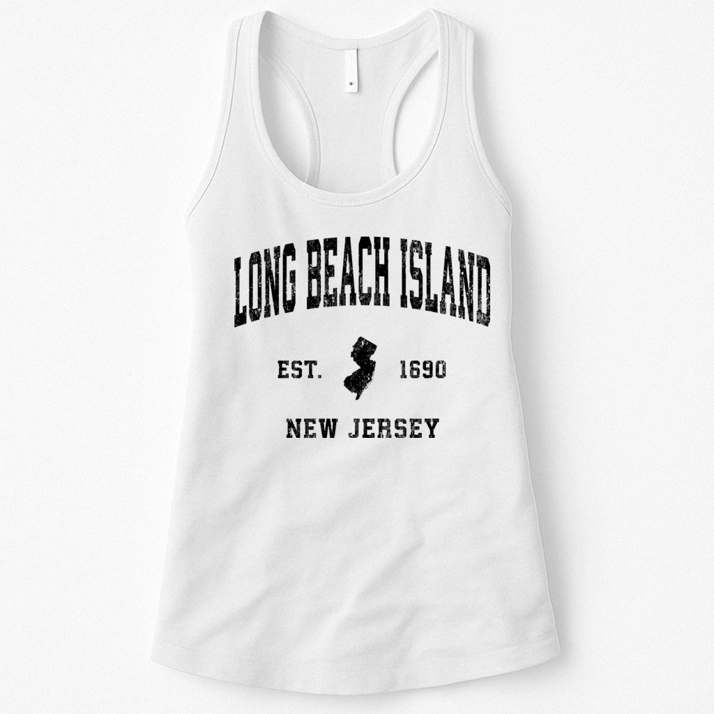 Long Beach Island New Jersey Nj Vintage Established Athletic Sports Womens Tank Top