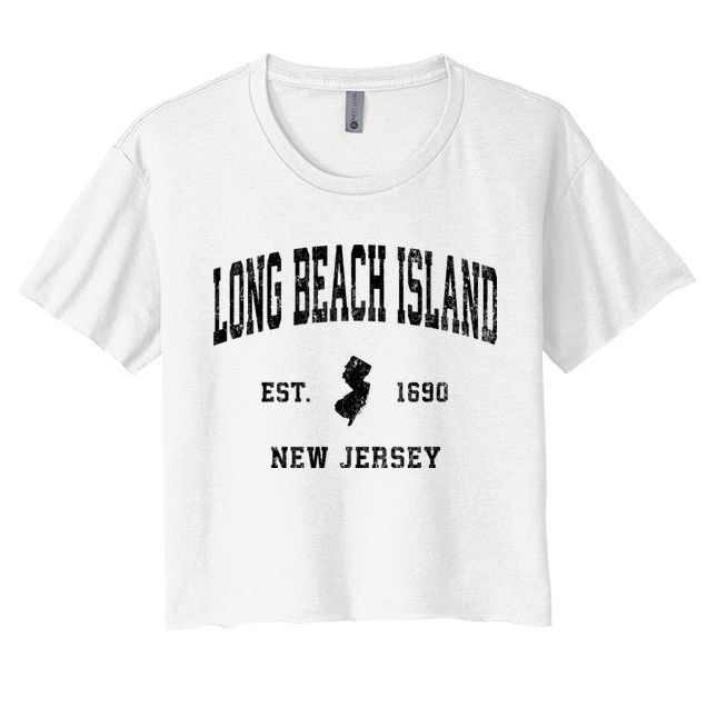Long Beach Island New Jersey Nj Vintage Established Athletic Sports Crop Top
