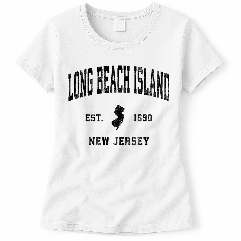 Long Beach Island New Jersey Nj Vintage Established Athletic Sports Womens T-Shirt
