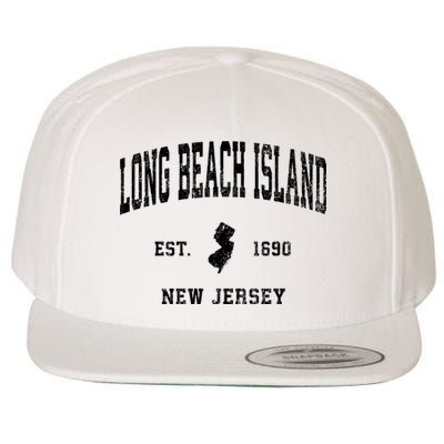 Long Beach Island New Jersey Nj Vintage Established Athletic Sports Wool Snapback Cap