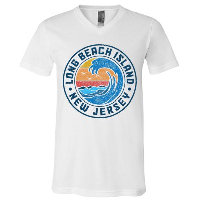 Long Beach Island New Jersey Lbi Vintage V-Neck T-Shirt