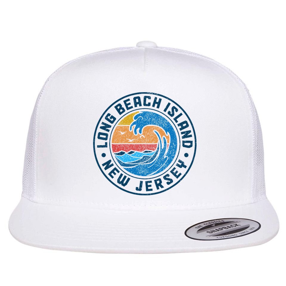Long Beach Island New Jersey Lbi Vintage Flat Bill Trucker Hat