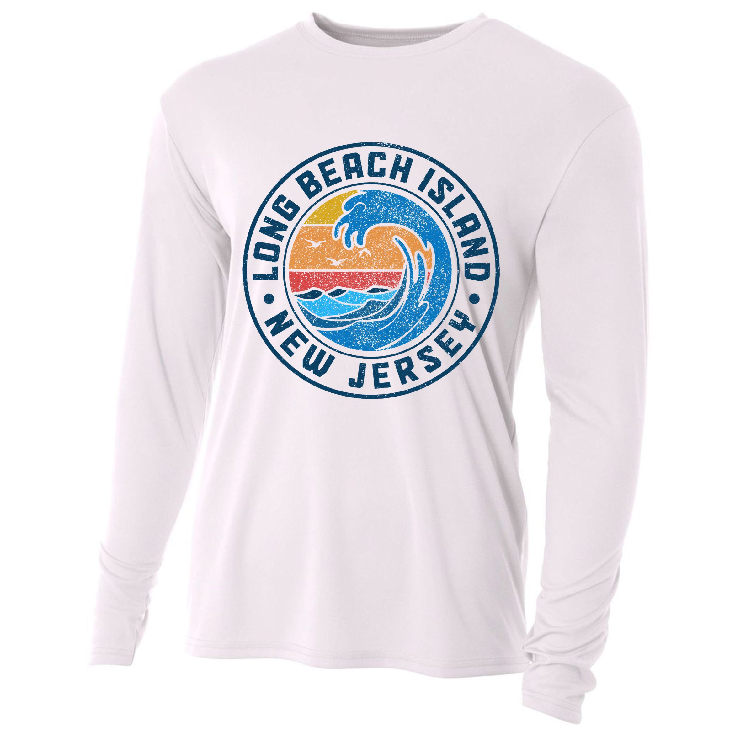 Long Beach Island New Jersey Lbi Vintage Cooling Performance Long Sleeve Crew