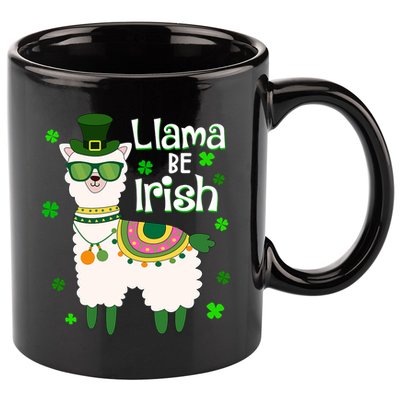 Llama Be Irish St Patrick's Day Funny 11oz C Handle Ceramic Mug