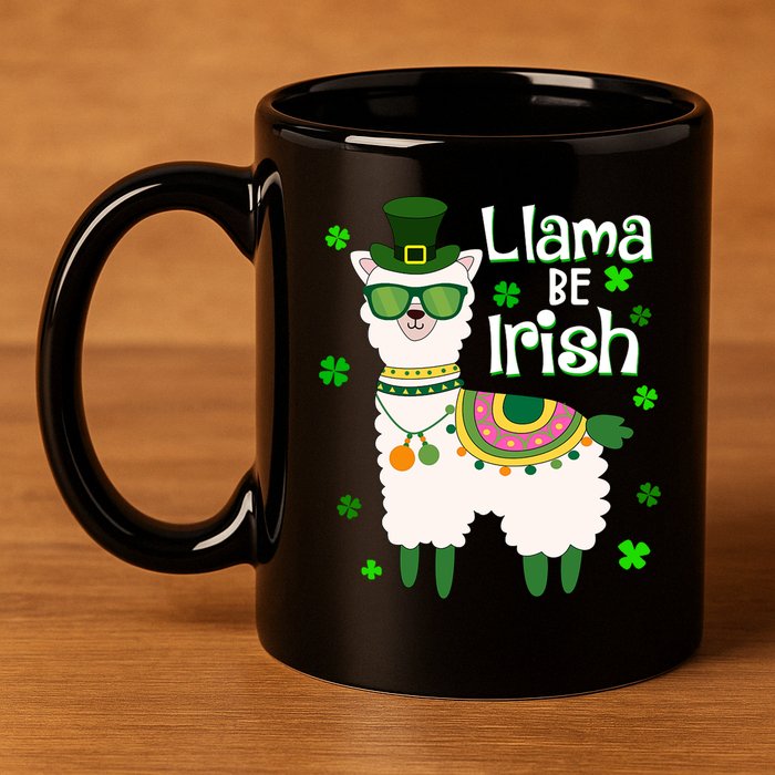 Llama Be Irish St Patrick's Day Funny 11oz C Handle Ceramic Mug