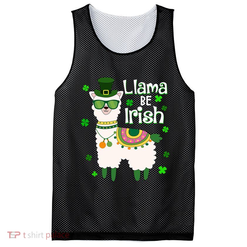 Llama Be Irish St Patrick's Day Funny Mesh Reversible Basketball Jersey Tank