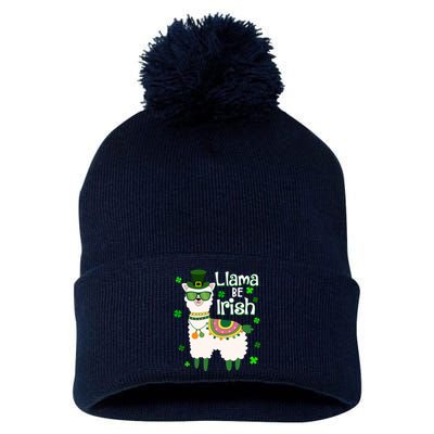 Llama Be Irish St Patrick's Day Funny Pom Pom 12in Knit Beanie