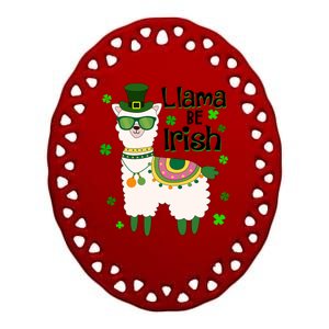 Llama Be Irish St Patrick's Day Funny Ceramic Oval Ornament