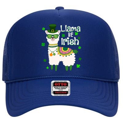 Llama Be Irish St Patrick's Day Funny High Crown Mesh Back Trucker Hat