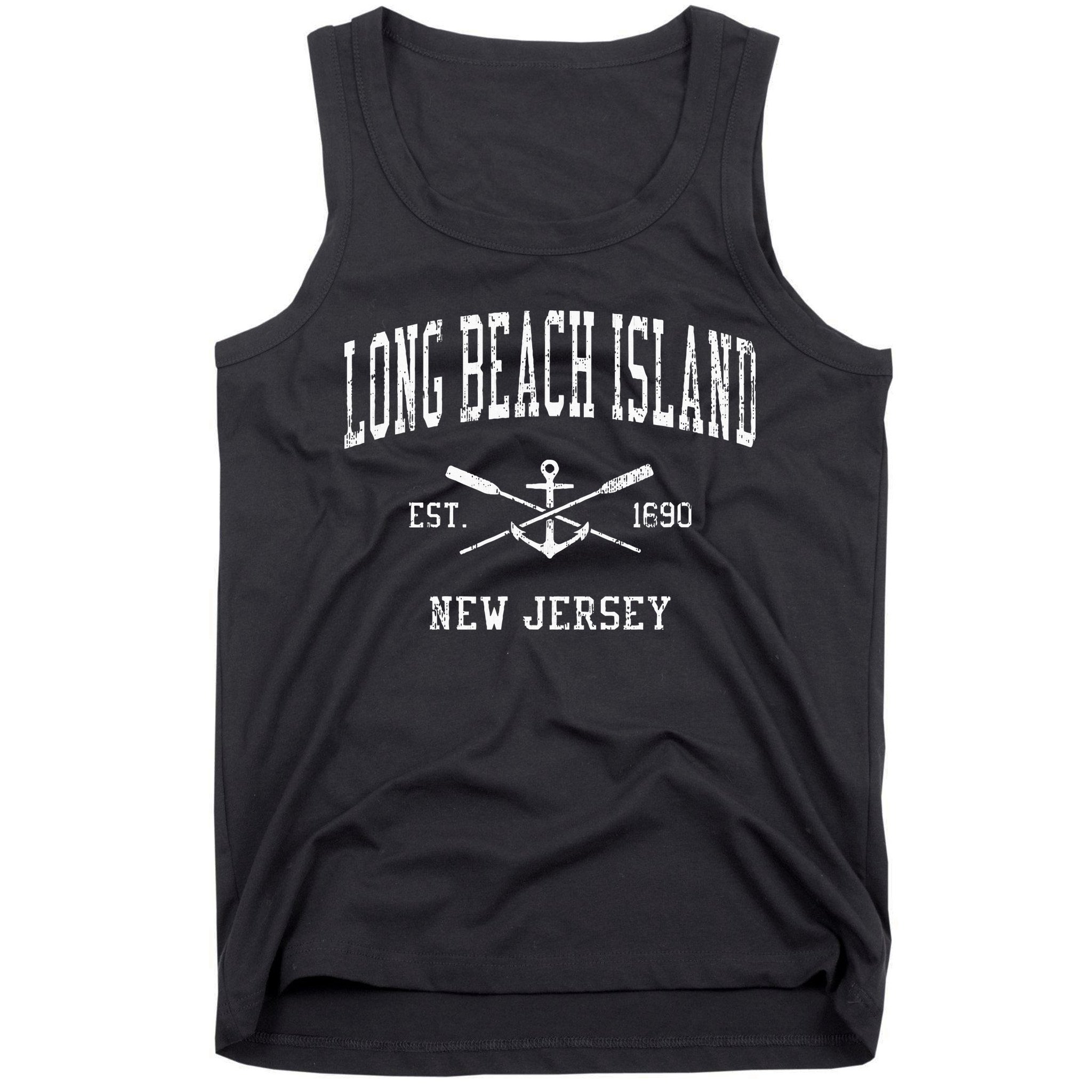 Long Beach Island Nj Vintage Crossed Oars & Boat Anchor Spor Tank Top