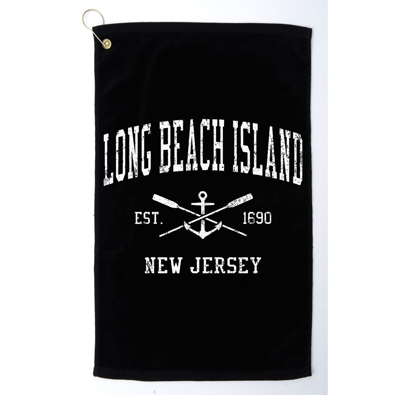 Long Beach Island Nj Vintage Crossed Oars & Boat Anchor Spor Golf Towel