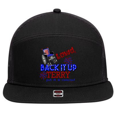 Lawd Back It Up Terry Put It In Reverse 4th July Birthday Gift 7 Panel Mesh Trucker Snapback Hat