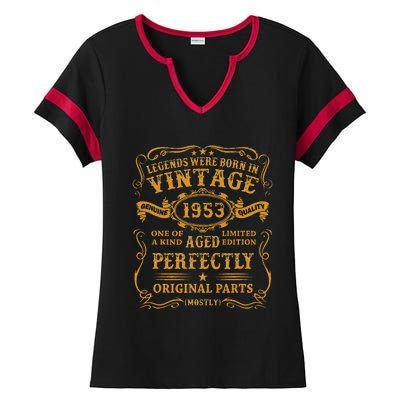 Legends Born In 1953 Vintage 70th Birthday 70 Years Old Gift Ladies Halftime Notch Neck Tee