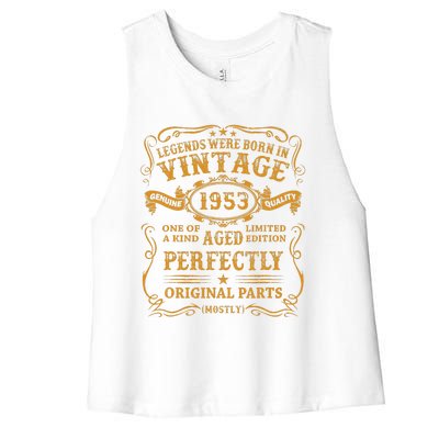 Legends Born In 1953 Vintage 70th Birthday 70 Years Old Gift Women's Racerback Cropped Tank