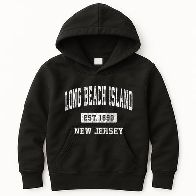 Long Beach Island New Jersey Nj Vintage Athletic Sports Kids Hoodie