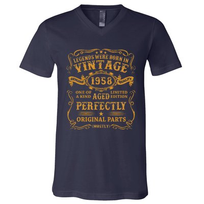 Legends Born In 1958 Vintage 65th Birthday 65 Years Old Gift V-Neck T-Shirt