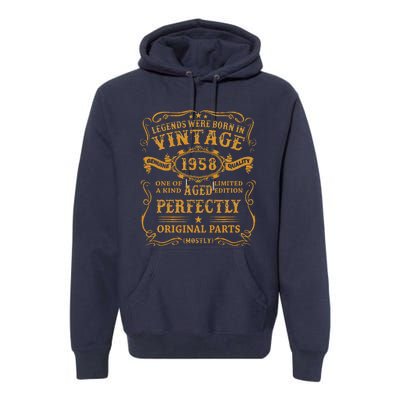 Legends Born In 1958 Vintage 65th Birthday 65 Years Old Gift Premium Hoodie