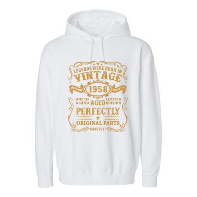 Legends Born In 1958 Vintage 65th Birthday 65 Years Old Gift Garment-Dyed Fleece Hoodie