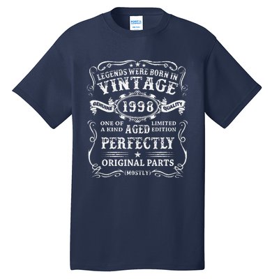 Legends Born In 1998 Vintage 25th Birthday 25 Years Old Tall T-Shirt