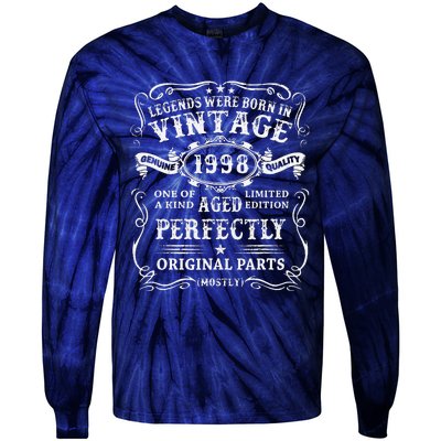 Legends Born In 1998 Vintage 25th Birthday 25 Years Old Tie-Dye Long Sleeve Shirt